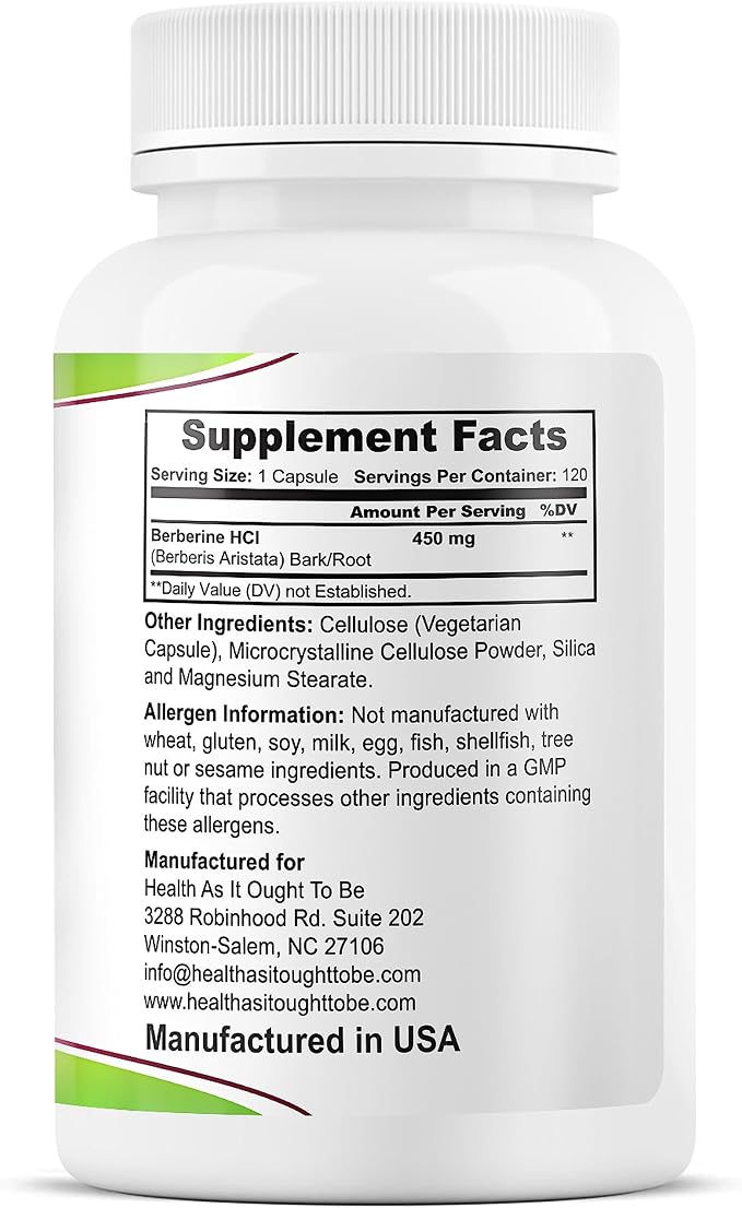 Fresh Berberine 450mg - 120 Capsules